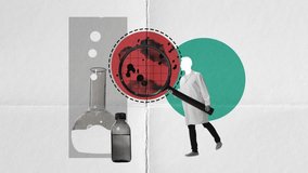 Doctor, scientist standing with magnifying glass and looking on virus cells. Prescription of meds. Laboratory examination. Stop motion, animation. Medicine, health care, profession, hospital concept - Powered by Shutterstock - Get 15% off with code: PIKWIZARD15