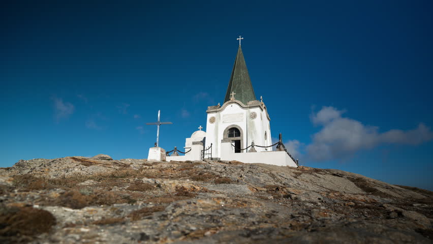 Timelapse Prophet Elias Chapel Mountain Kaimaktsalan Clear Sunny Day