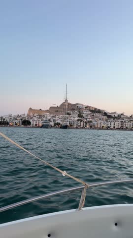 a video of the castle and the city of ibiza seen from a boat