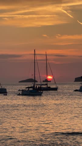 incredible sunrise in the port of san antonio in ibiza