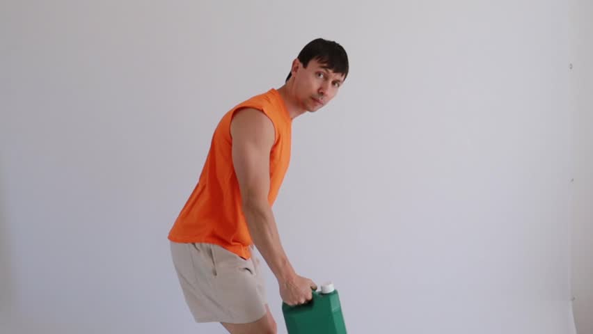man does physical exercises stretching
