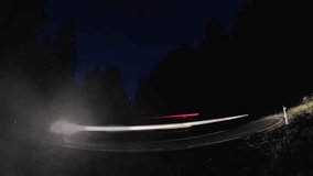 Moving cars long exposure light trails on a dark forest road at night - Powered by Shutterstock - Get 15% off with code: PIKWIZARD15