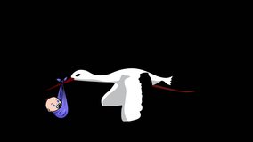 This charming animated video shows a stork flying through the sky with a baby wrapped in a blanket in its beak. - Powered by Shutterstock - Get 15% off with code: PIKWIZARD15