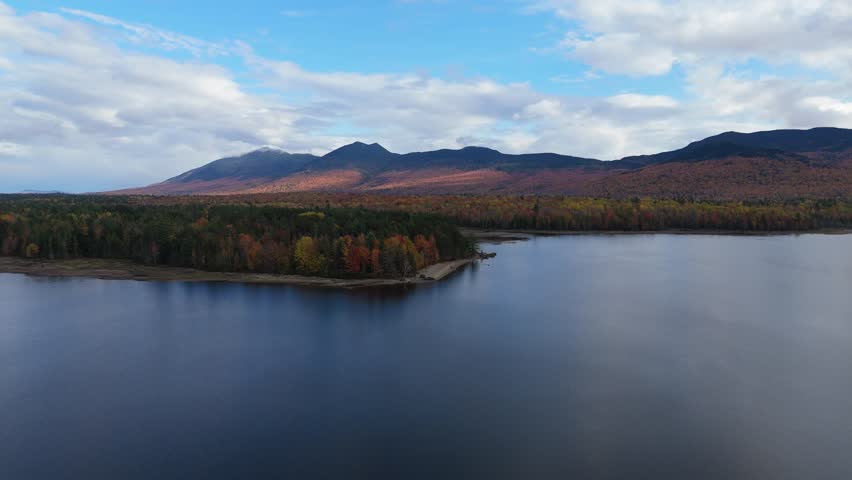 Bigelow Preserve and Flagstaff Lake, Maine, USA. Fall 2024. Drone Footage.