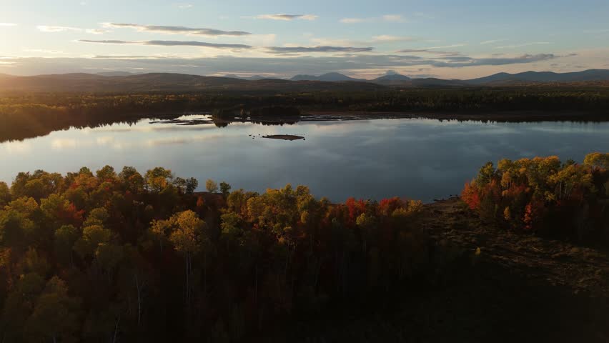 Bigelow Preserve and Flagstaff Lake, Maine, USA. Fall 2024. Drone Footage.
