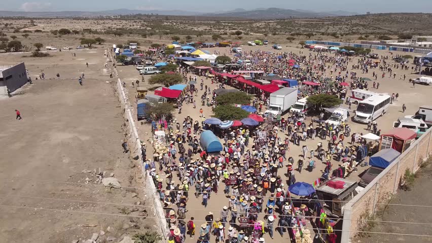 San Juan del Rio, Queretaro, Mexico, July 22 2024: Pilgrims on religious procession from Queretro to Tepeyac temple in Mexico City crossing by San Juan del Rio 