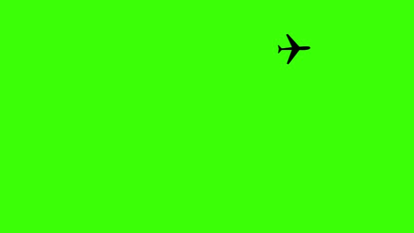 Plane roaming on the green screen 4k animation in random direction