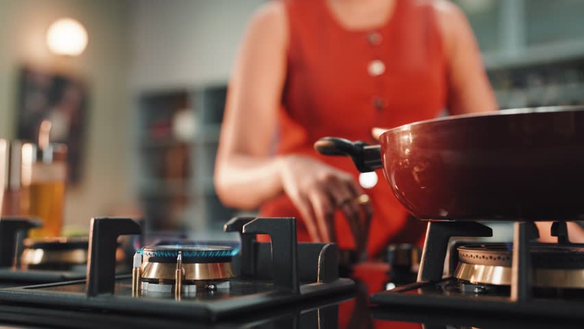 Close Up Shot of a Hob in Kitchen