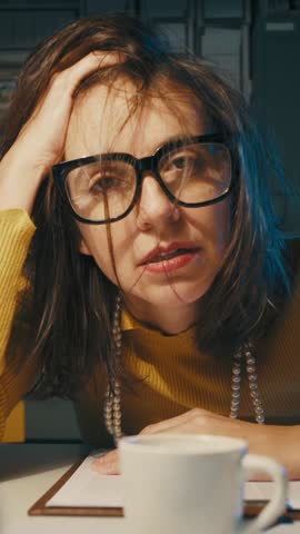 Exhausted stressed office worker having too many coffees