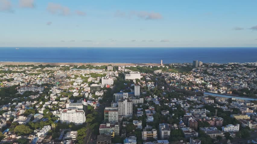 An aerial perspective of Chennai in the morning would showcase the city