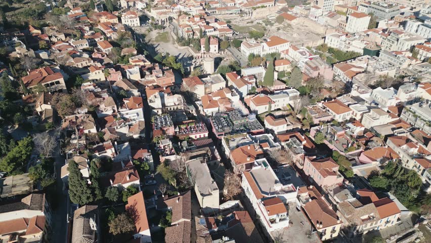 Top-Down View of Plaka Neighborhood in Athens