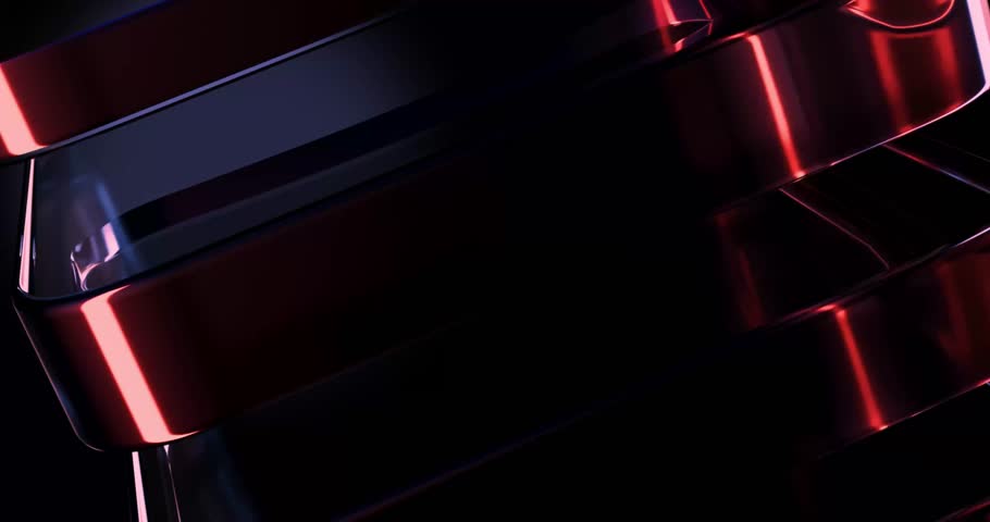 Abstract animation, Realistic 3d render of rotating glass shapes on black background, 4k seamless looped video.