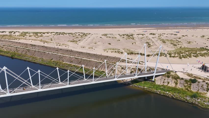 Grand Large Bridge and Plage de Malo-les-Bains in Dunkirk (Dunkerque), France