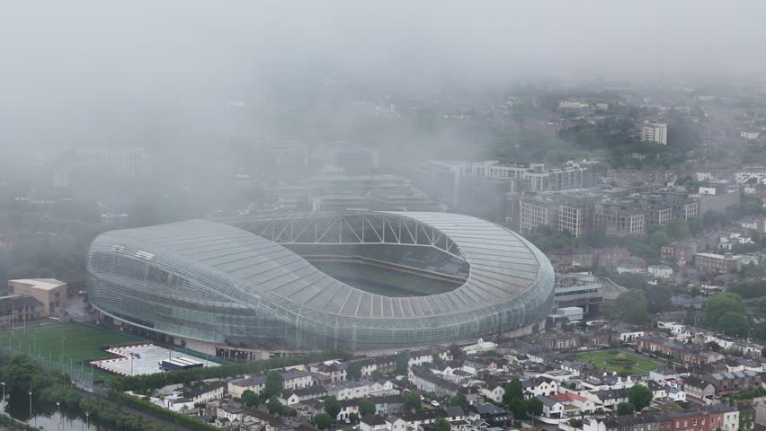 Aerial view of Aviva Stadium (also known as Dublin Arena) in Dublin, Ireland