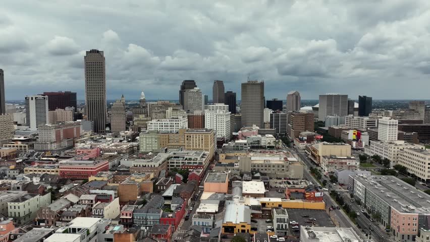 Aerial pan view of New Orleans
