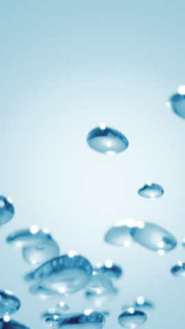 Floating blue serum liquid bubbles or water droplets in liquid. Hydration and freshness for skincare and moisturizing products. Beauty and wellness concept. Refreshing cosmetic treatments