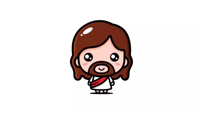 cute jesus christ jumping forming a cross