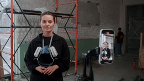 Professional interior designer and architect, discusses interior design of new building in her video blog. video is aimed at potential buyers of the building. She creates content for her channel using - Powered by Shutterstock - Get 15% off with code: PIKWIZARD15