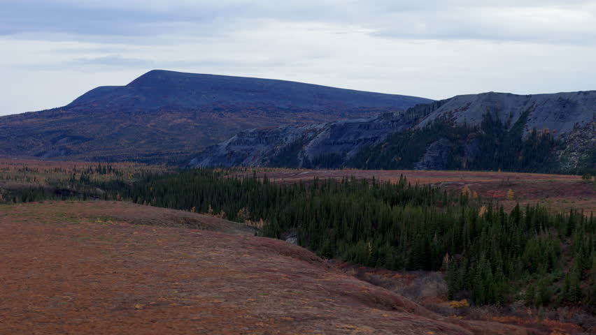 Scenic Mountains And Forests, Wright Pass In Yukon, Canada - Drone Shot
