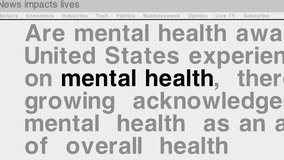 Mental Health awareness on the rising need for open conversations and education, dynamic headlines, Seamless looped animation with abstract internet news titles - Powered by Shutterstock - Get 15% off with code: PIKWIZARD15