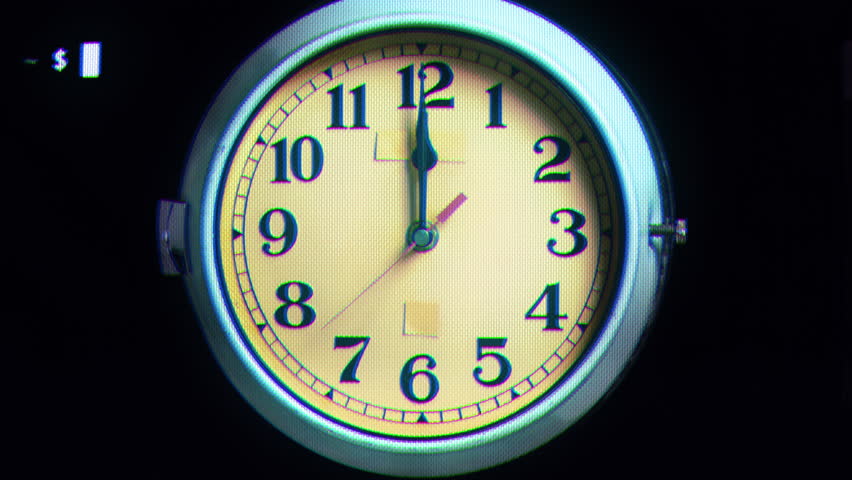 Vintage clock stop motion with overlayed code