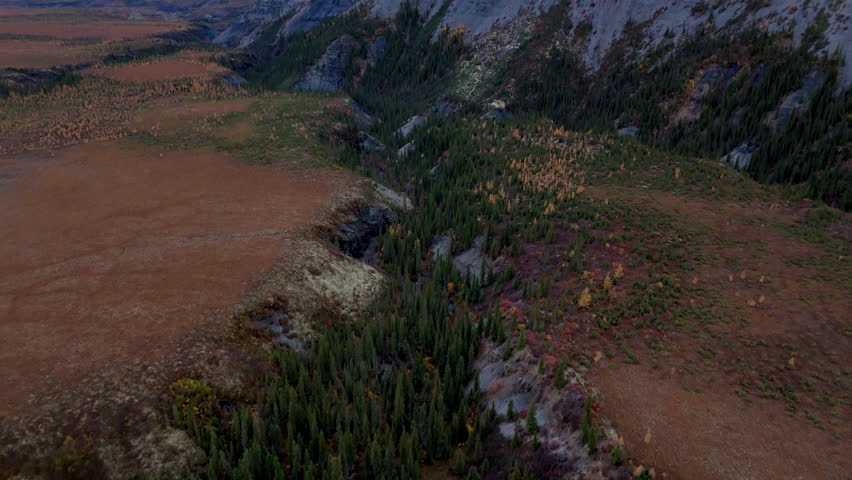 Natural Landscape Surrounding Wright Pass In Yukon, Canada - Drone Shot