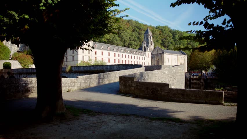 Bulding near river, French village of France, Brantôme near Périgueux, Dordogne