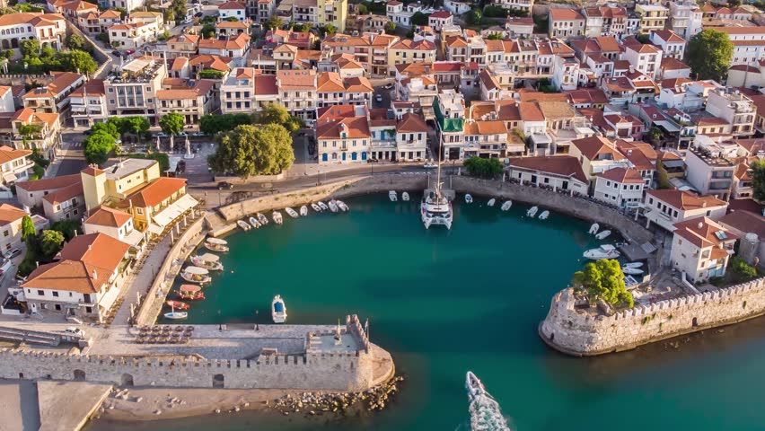 Nafpaktos Greece Old Town and Port, Picture Zooming out