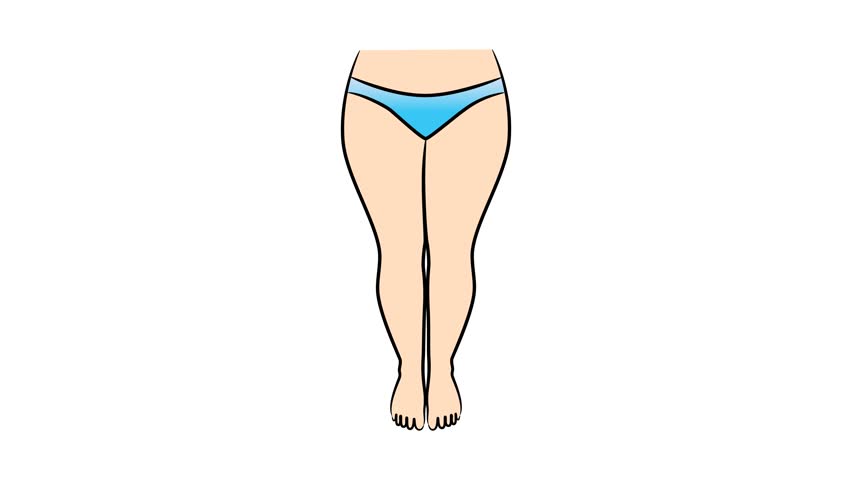 Weight loss Comparison. 2d animation of lower body transformation. Before and after a thick and thin waist, thighs, buttocks, calves, thigh slimming exercises. thin thighs. 2d render