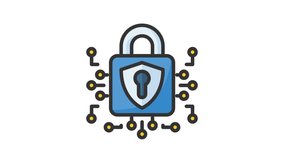 Animated digital security with network and padlock sign. Suitable for finance, technology, blockchain, digital, connected, online, system, internet, big data, web, fintech, cyberspace and business - Powered by Shutterstock - Get 15% off with code: PIKWIZARD15