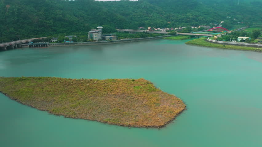 Aerial view of Jiji Reservoir in Taiwan
