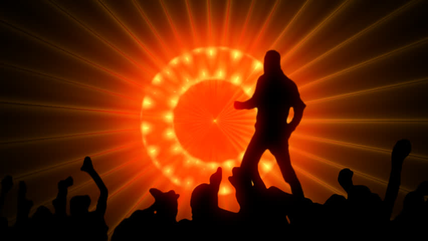 dancing silhouette, red background