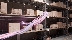 Large industrial warehouse with shelves stacked with cardboard boxes on pallets, motion blur effect representing fast movement. Logistics, storage, and distribution concept. - Powered by Shutterstock - Get 15% off with code: PIKWIZARD15