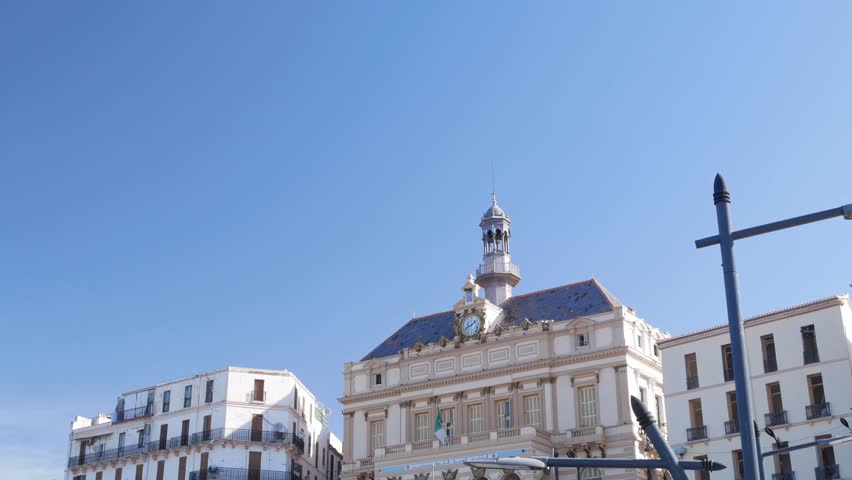 Tilt down shot of the Town hall of Constantine, Algeria