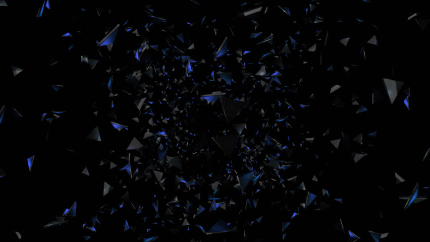 Triangle Explosion. Burst of Triangles. Triangle Shape Particle Blast. Transparent Background. Alpha Channel
