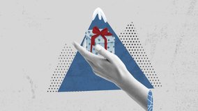 Collage christmas design with hands. Trendy pop art designs for winter holidays. collage art, gift. - Powered by Shutterstock - Get 15% off with code: PIKWIZARD15