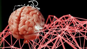 Human brain with neural electric activity sparks and red digital mesh grid on black background. 3D rendering illustration. Artificial intelligence, neural networks, and cognitive science concept. - Powered by Shutterstock - Get 15% off with code: PIKWIZARD15