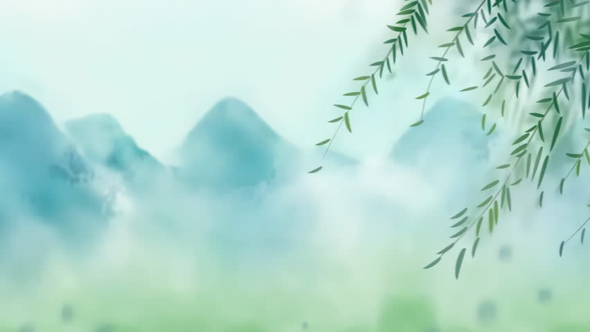Peaceful Fantasy Nature Landscape, Cartoon or anime watercolor digital painting illustration style