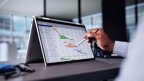 Digital Gantt Project Control Software On Laptop - Powered by Shutterstock - Get 15% off with code: PIKWIZARD15