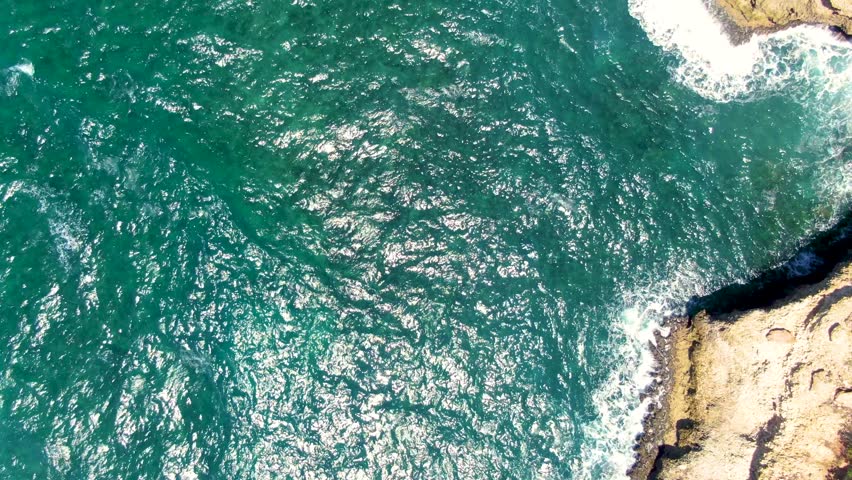 Rocky coastline limestone Vieques Island, Puerto Rico US Central America aerial