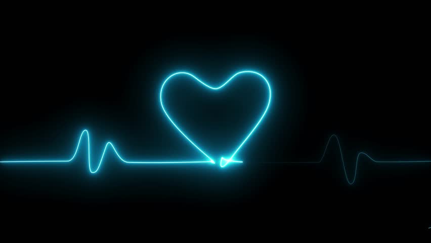 Neon heartbeat pulse rate signal icon animation.