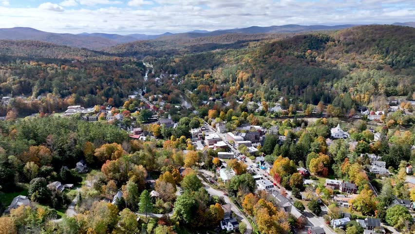 aerial high over woodstock vermont in new england