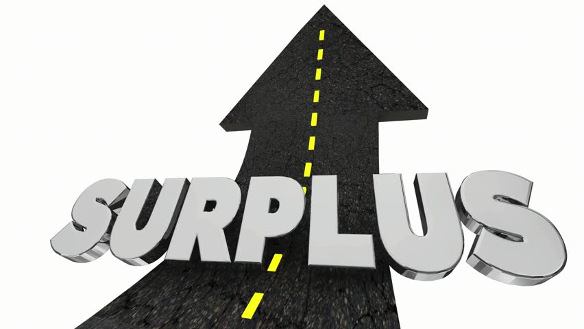 Surplus Word Arrow Road Extra Excess Supply Money Budget Revenue 3d Animation