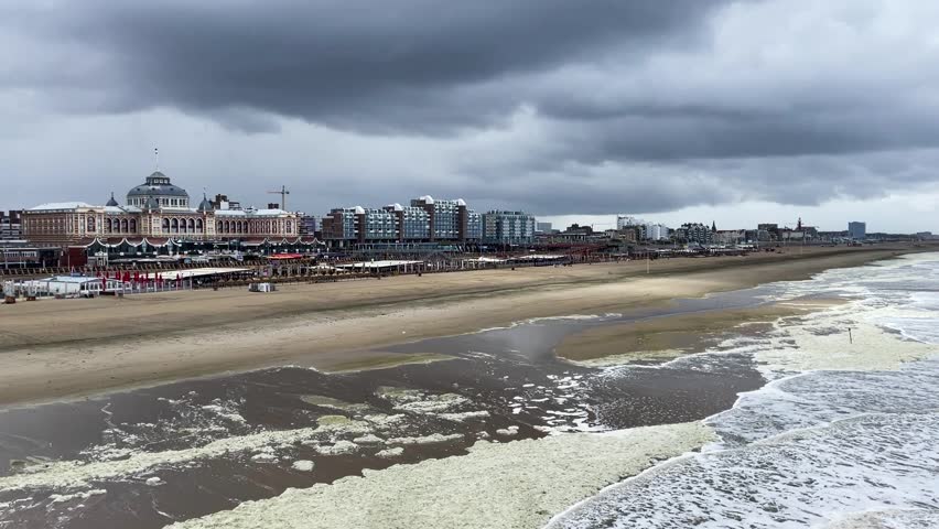 North sea and Scheveningen beach details, The Hague Netherlands
