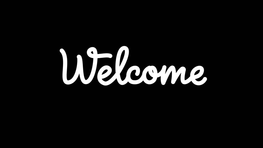 Welcome text animation. Alpha channel, transparent background. 4K resolution