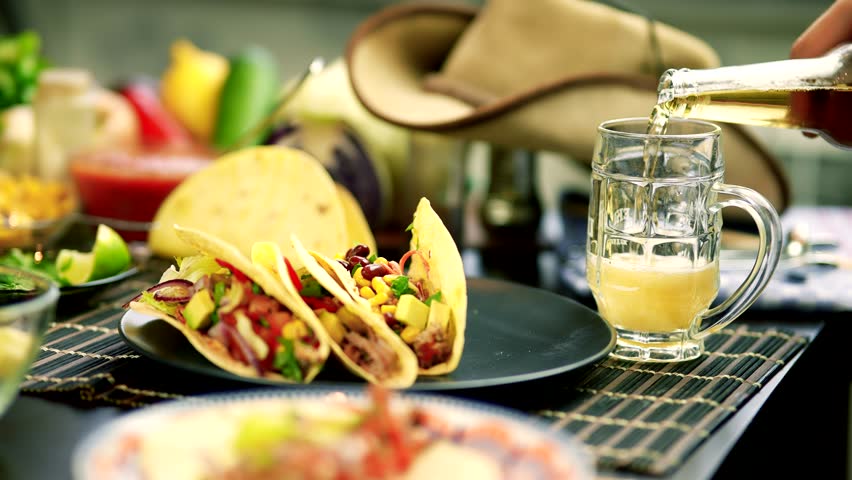 Tasty Mexican Tacos Filled Meat. Homemade American Soft Shell Beef Tacos. Mexican Food Burrito. Tortilla Fast Food. Mexican Pork Carnitas Tacos Fajitas. American Taco Salsa Corn Tortilla Carne Asada