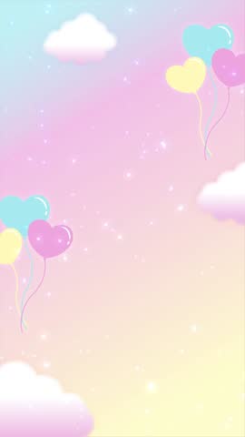 Animated background with a flying unicorn and rainbow in cloudy sky