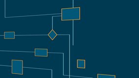 Flow chart, industrial process. Chart with elements, connected lines, and geometric shapes. Strategy, map, plan, chart, node tree, connection in process. 3D animation - Powered by Shutterstock - Get 15% off with code: PIKWIZARD15