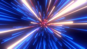 Bright radial light beams. Abstract background in blue and orange neon glow color. Light burst in universe. Space background for event, party, carnival, celebration, anniversary or other. 3D rendering - Powered by Shutterstock - Get 15% off with code: PIKWIZARD15