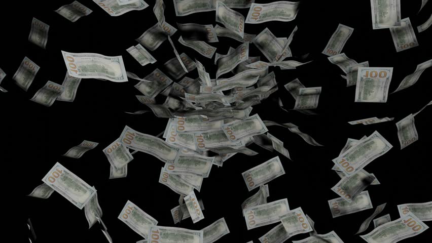 Fountain of dollar bills and money, money falling, money explosion, wealth, cash flow